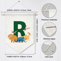 Green Letter R Flag Banner,Letter with Cute Animal Canvas Print Wall Art Post…