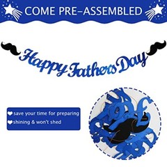 Happy Father’s Day Glitter Banner Decorations Pre-strung Dad’s Papa’s Day