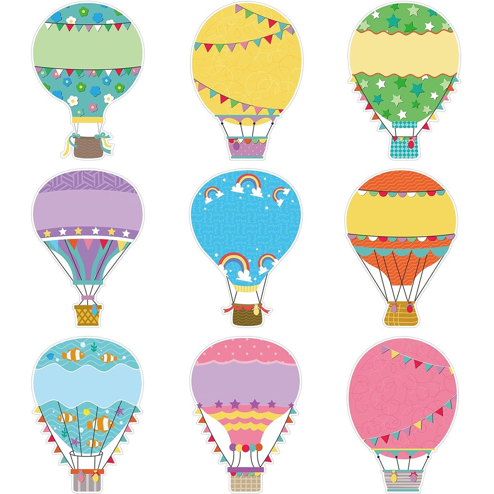 Zonon 45 Pieces Colorful Hot Air Balloons Cutouts 5 x 7 Inch Multi Color