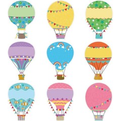 Zonon 45 Pieces Colorful Hot Air Balloons Cutouts 5 x 7 Inch Multi Color