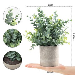Coferset 2 Pack Small Fake Plants Eucalyptus Potted zzzz-s, Sage Green-small