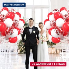 60pcs Red and White Balloons 12inch with White Red Confetti Balloons for Wedding