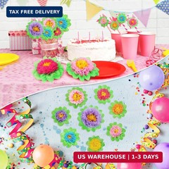 WILLBOND 18 Pcs Large Mexican Paper Flowers Hispanic Heritage Month Colorful Fie