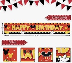 Classic Mickey Mouse Birthday Party Decoration Banner Large 10×1.5 Ft Outdoor