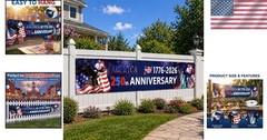 250th Anniversary Banner Patriotic Flag 120×24 Celebrate Independence Day