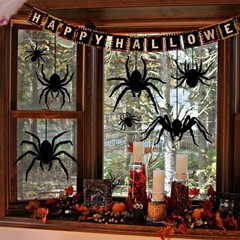 Halloween Window Clings Decorations, 7 Large Scary Black Spider