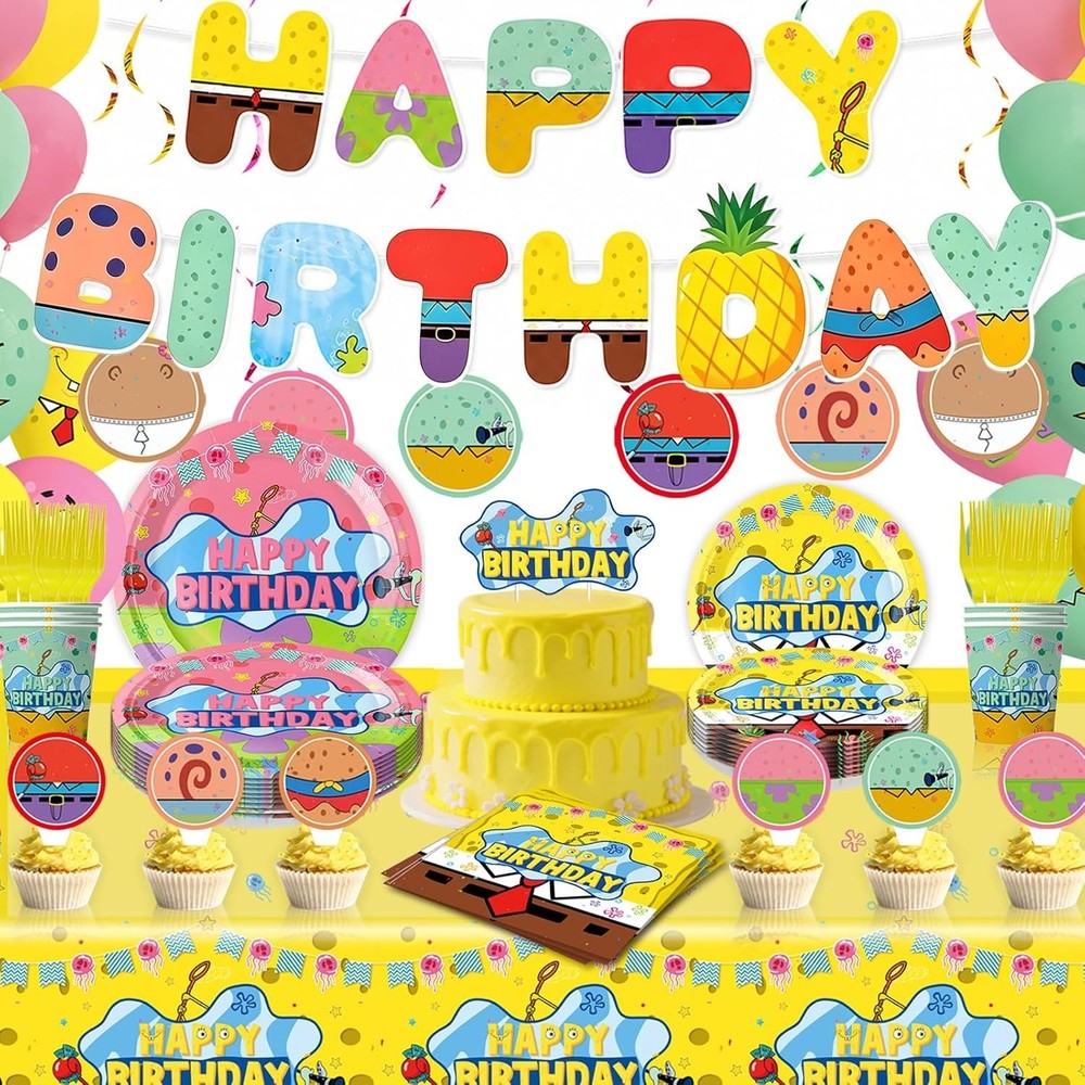Spongebob Birthday Party Supplies Set NEW