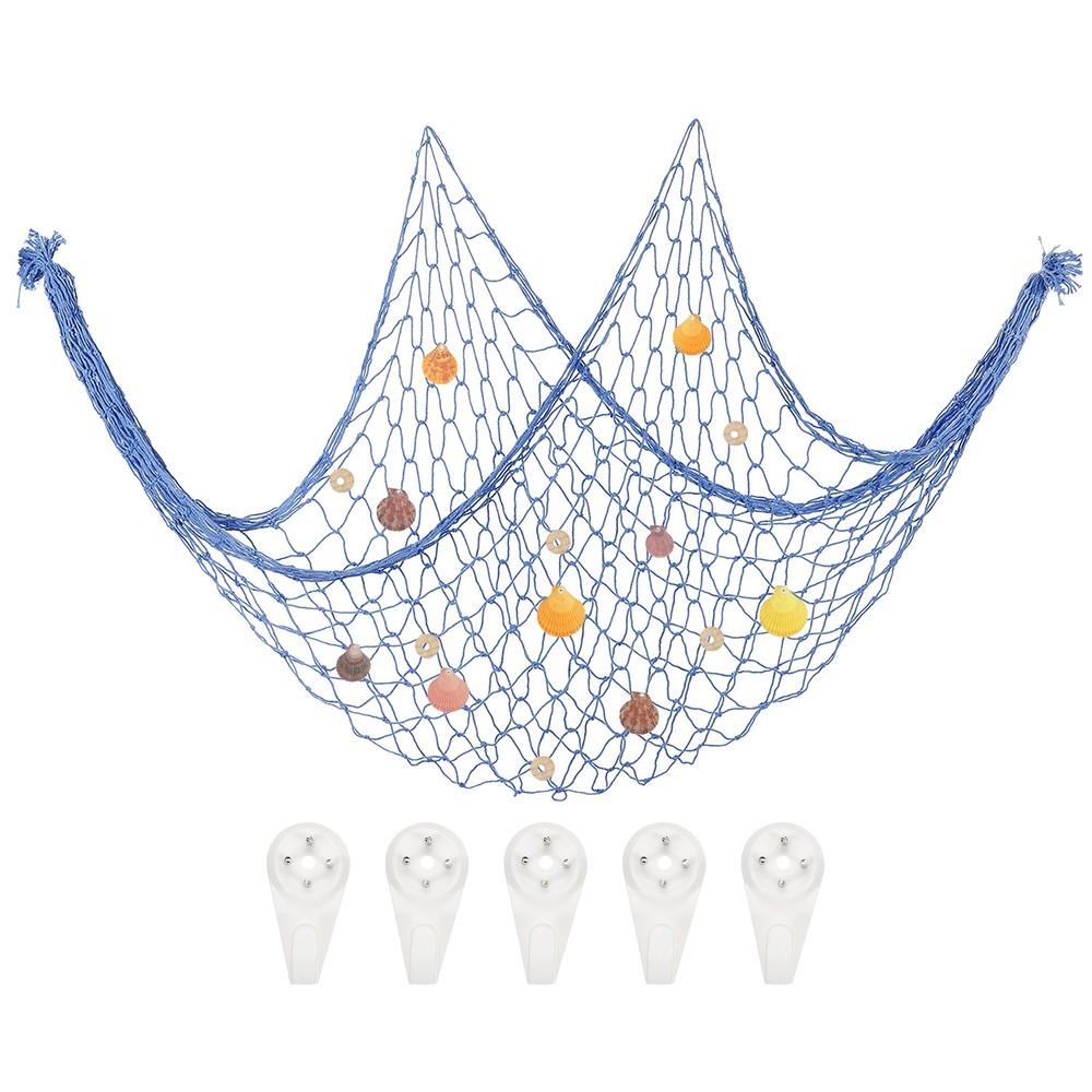 Decorative Fishing Net 40″x80″ Fish Net Party Decorative with Shell Haze Blue
