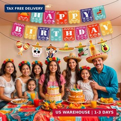 KatchOn, Mexican Birthday Banner – 15 feet, Pre strung | Happy Birthday Decorati