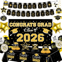 Graduation Decorations 2026 Themed Set – All-In-One Party Supplies with Backdrop