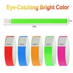 100pcs Paper Wristbands for Events Concert , Colored Wristbands Waterproof Paper