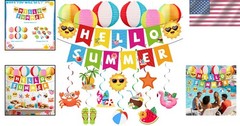 Summer Party Decorations Kit Beach Pool Party Decorations Banner Swirls Lanterns