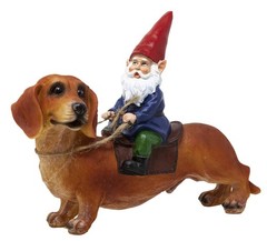 Funny Guy Mugs Gnome and a Dachshund Garden Statue- Indoor/Outdoor Garden Dog…