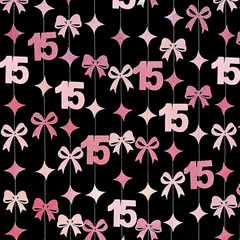 Glitter Pink 15Th Bow Birthday Decorations Hot Pink Conquette Bow Garland Stream