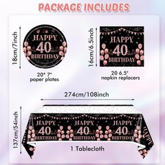 40th Birthday Decorations for Women,Rose Gold 7.64 x 7.36 x 1.73 inches,