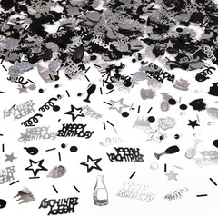 Blue and Silver Happy Birthday Confetti, 3000 Pcs Birthday Cake Table Metallic F