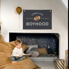 Long Live Boyhood Banner, Boys Room Nursery Decor, Baseball Linen Canvas Bann…