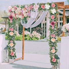 Flower Garland Decorations, 6.07Ft Pink Floral Rose Garland, Artificial