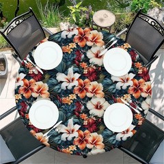 Round Fitted Tablecloth with Elastic Edge, 36″-60″ Waterproof Stain Resistant Ta