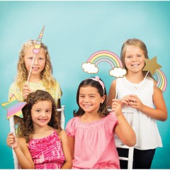 10 UNICORN SPARKLE PHOTO BOOTH PROPS PARTY DECORATIONS HORN RAINBOW STARS HAIR