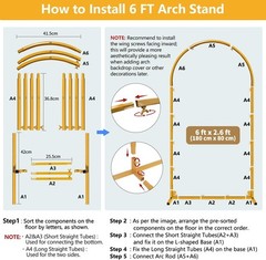 6 FT Wedding Arch Frame Backdrop Stand for Party, Balloon Arch Stand, Wedding