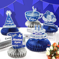 8Pcs Blue Retirement Decorations Navy Blue Silver Happy Retirement Table Honeyco