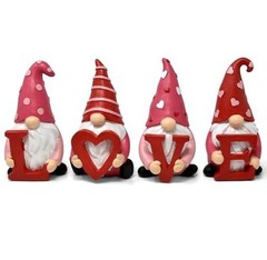 – Valentine’s Day Gnomes Figurine Tabletop Decor Set of 4 Holiday Valentine