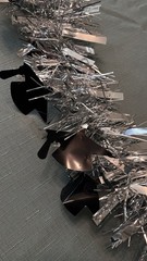 Graduation Party Decorations, Silver Tinsel with Black Graduation Hats