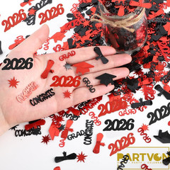 Graduation Confetti 2026, Black Red Decor Graduation Party Supplies, Class of 20