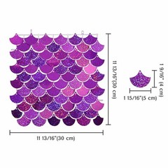 12 Pcs Mermaid Shimmer Wall Backdrop Panel Iridescent Sequin Party Purple 3×4 Ft