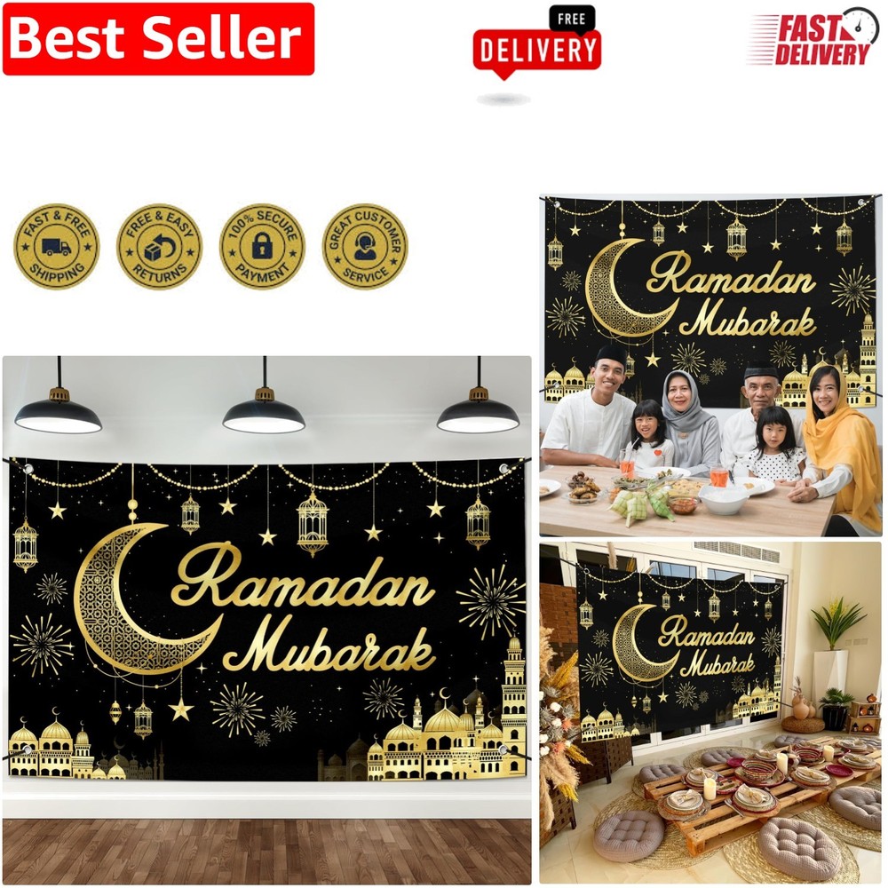 Large Foldable Eid Mubarak Background (72×44 in) – Durable Polyester Material