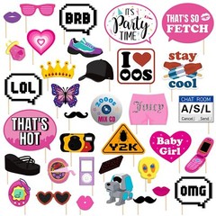 35Pcs 2000s Party Photo Booth Props 00s Party Decorations 2000’s Theme Birthd…