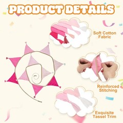 3.1m/10.2ft Fabric Pennant Banner, Pennant Banner Flags, Hot Pink