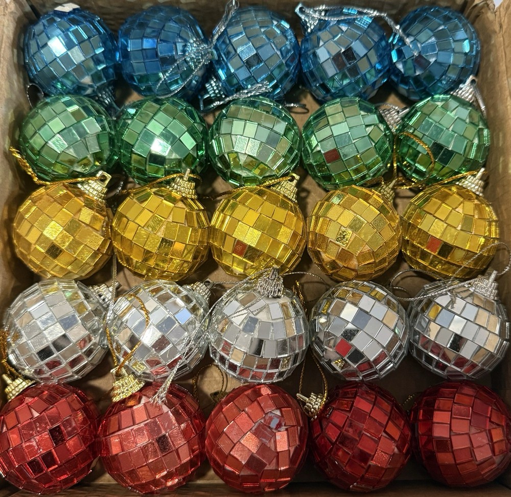 Reflective Mirror Disco Ball Decor. 25 pcs In Box. Size 1 inch.
