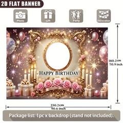1x 2D Romantic Theme Personalized Custom Birthday Banner Printed Party Backdrop❀
