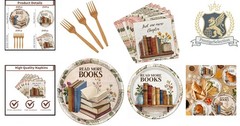 Stylish Book-Themed Tableware for Birthday & Club Parties – 96 Count