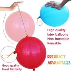 41Pcs Thick Neon Punch Balloons with Rubber Handles for Kids Parties