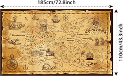 Halloween Pirate Treasure Map Backdrop Pirate Theme Background Jewelry Map Banne