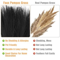 Ptwola 30pcs Black Pampas Grass Decor 17.7 17.72 x 2.36 x 0.12 inches,
