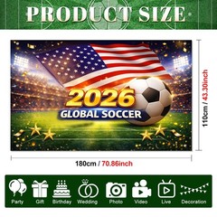 2026 Global Soccer Banner Soccer Party Decorations Football Event Backdrop Sp…