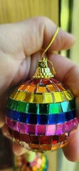 Rainbow Mini Disco Ball PRIDE Christmas Ornament or Rear View Mirror – Set of 2