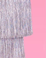 Iridescent Silver Foil Fringe Tinsel Chandelier 16 Inch Bachelorette