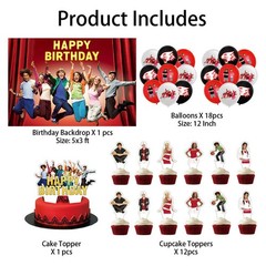 High School Musical Party Supplies Set Balloons Cake Toppers Banner