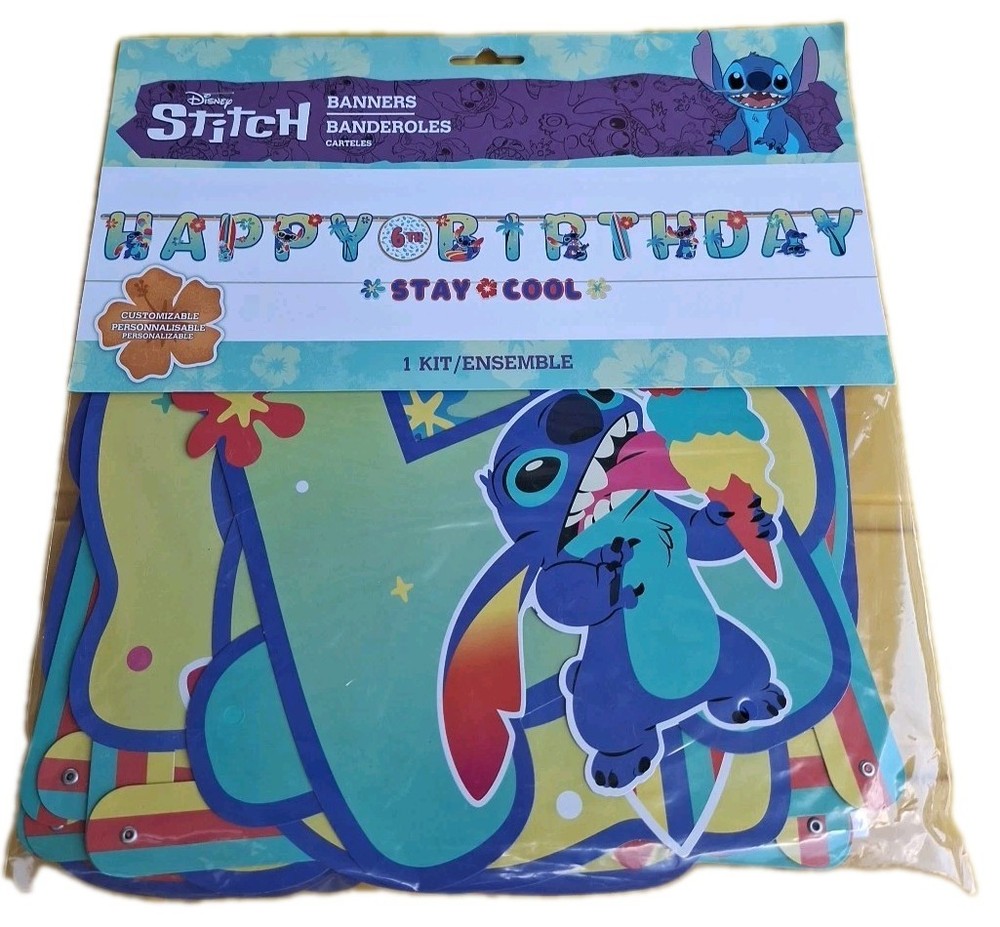 Disney Lilo & Stitch Happy Birthday Banner Set Party Supplies Kit New Movie (B14