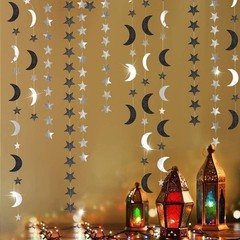 Black Silver Moon Garland Twilight Decoration Star Streamer Gothic Party Deco…
