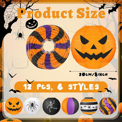 Halloween Party Decorations, Black Orange Purple Hanging Spider Bat Pumpkin Skel