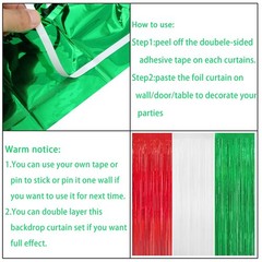 3 PCS Christmas Tinsel Foil Fringe Curtain 8×9.84 FT Streamers Fiesta