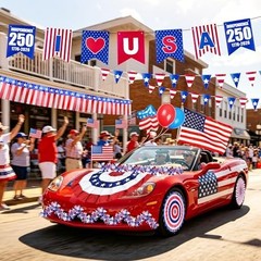Patriotic Golf Cart Decorations Kit for 4th of July Parade Party