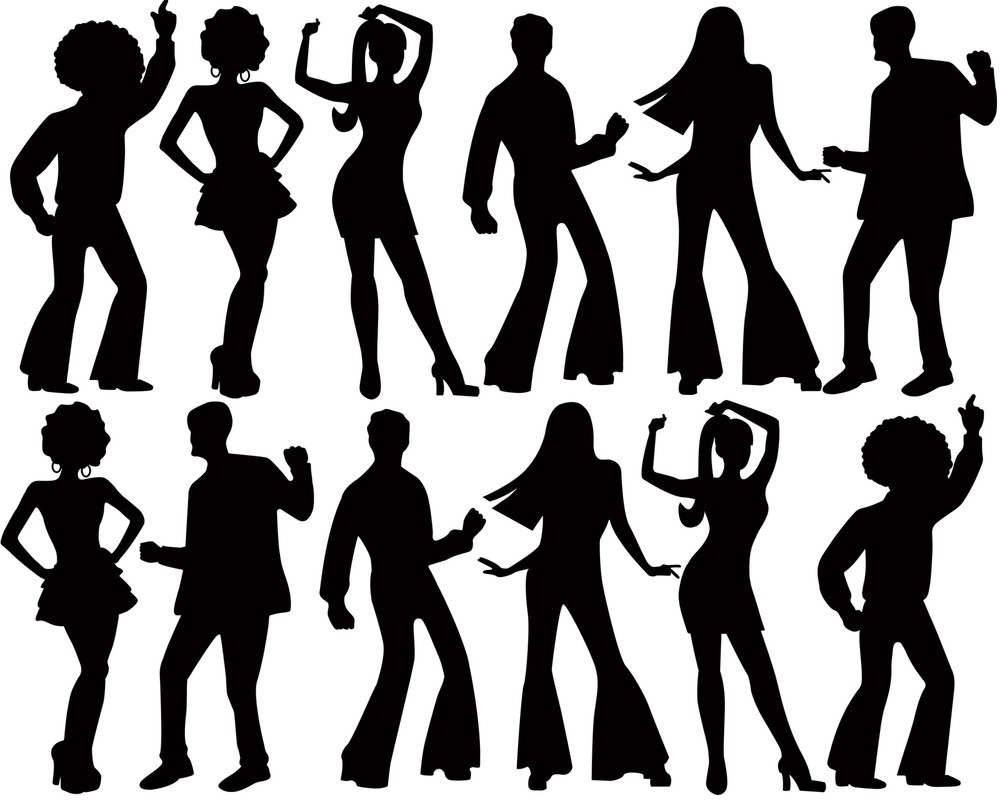 Motiskyy 12 Pcs Disco Dance Silhouettes Cutouts Large Retro Removable PVC Wal…
