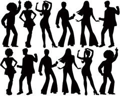 Motiskyy 12 Pcs Disco Dance Silhouettes Cutouts Large Retro Removable PVC Wal…